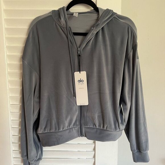 NWT Alo Yoga Velour Glimmer Full Zip Hoodie Size Small - Picture 6 of 12